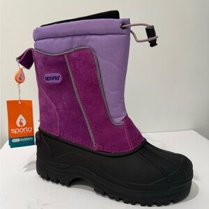 Sporto Girls Women Sz 5 Purple Lavender Black Insulated Waterproof Snow Boots